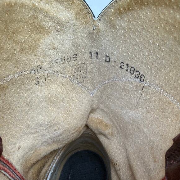 Vintage Dan Post Ruddy Brown Roper Pull On Cowboy Western Leather Boots 11D - Picture 6 of 7